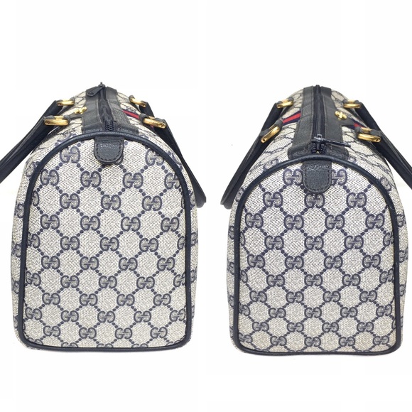 Authentic Gucci navy & grey Boston satchel bag - Picture 7 of 16